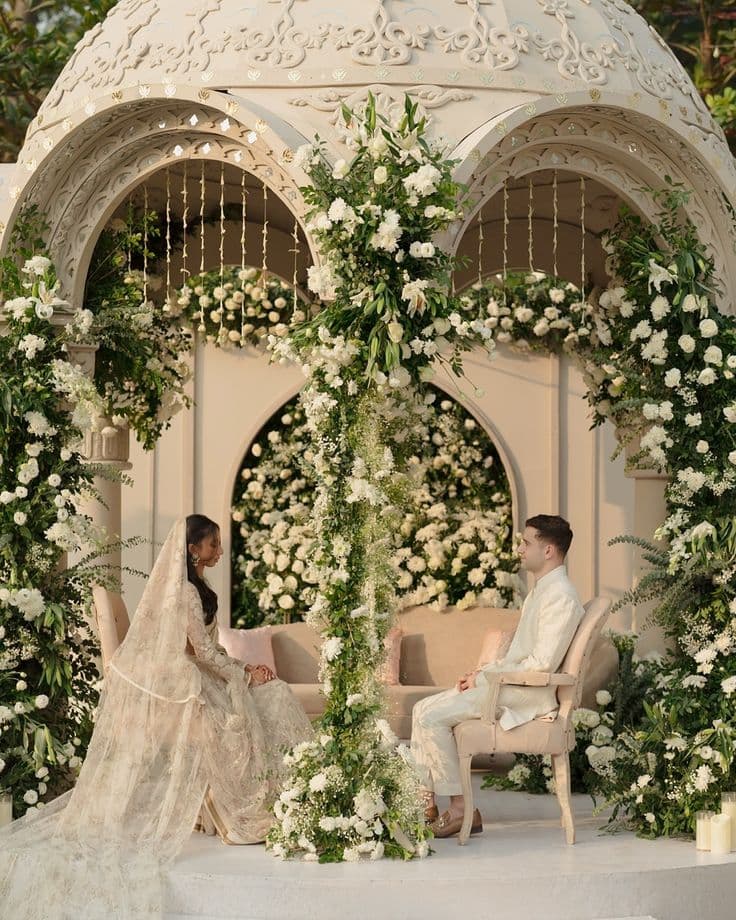 Bride and groom celebrating